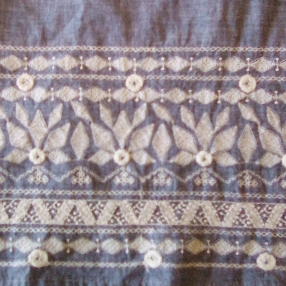 Esley Chambray & White Embroidered Shift Dress - Picture 7 of 8